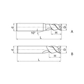 Solid carbide milling End mill long cutting edge General machining of Al and Al alloys AL-2EL - Makotools Industrial Supply Tools for Metal Cutting